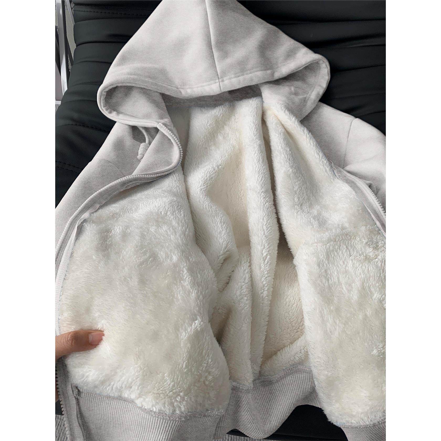 秋冬季厚外套2025新款春秋羊羔绒加绒连帽卫衣女款小个子初冬上衣