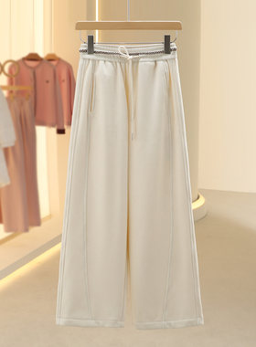 【芙】韩系加绒厚实直筒休闲卫裤2025冬季新款今年流行女装