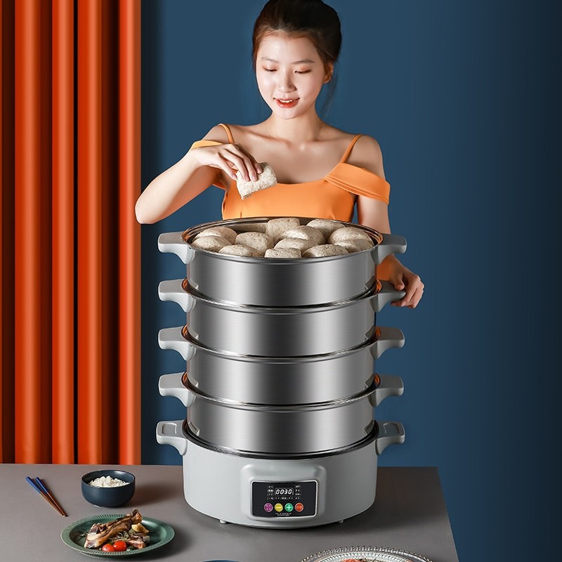 电蒸锅多功能家用三层电蒸笼多层头小型蒸汽锅大容量蒸菜神器蒸馒