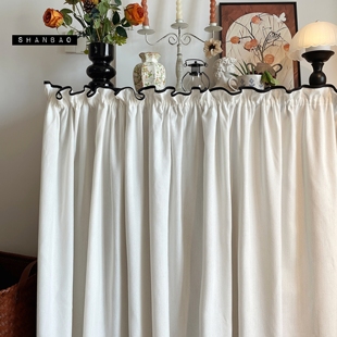 中古法式免打孔柜子书架遮挡帘置物架杂物魔术贴衣柜窗帘隔断门帘