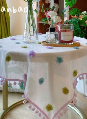 Ins氛围感法式洛可可复古轻奢圆形床头柜防尘万能盖布巾灯罩桌布