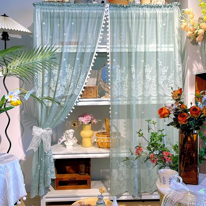 法式复古纱柜子挡帘货架置物架杂物衣柜防尘遮挡帘帘书门帘魔术贴