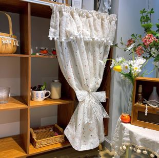 小清新开放式柜门遮挡杂物帘免打孔门帘短帘书柜鞋柜遮丑防尘纱帘