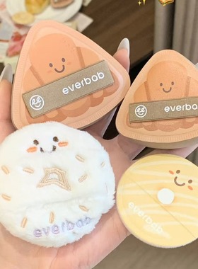 新品海盐粉荔！艾蓓拉everbab生巧可颂气垫粉扑蝴蝶结奶皮 宿星