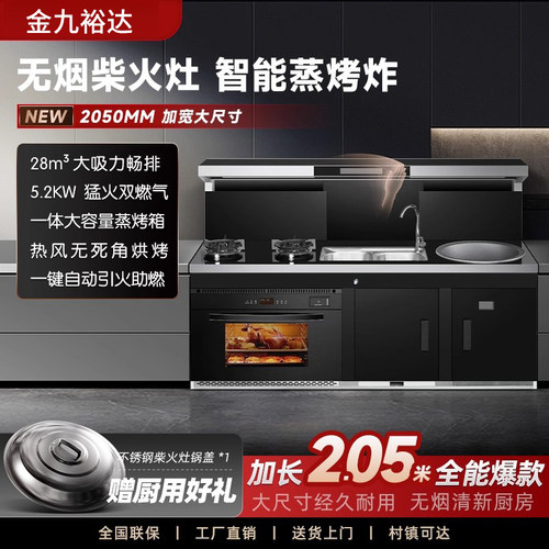 集成柴火灶无烟一体家用农村新型自建房多功能炉土灶