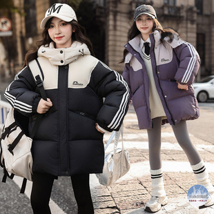 秋冬季 女童冬装 羽绒服外套儿童鸭绒中长款 童装 白鸭绒衣服 2025新款