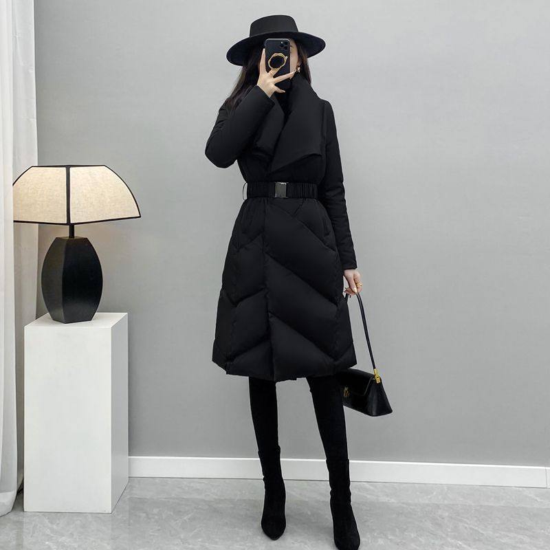 2025冬季新款黑色修身过膝中长款羽绒服女小个子收腰显瘦羽绒外套,女装/女士精品,时尚抓绒裤,淘宝优惠券,粉丝福利购,淘宝优惠卷
