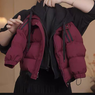 儿童羽绒棉服男童冬季加厚外套连帽针织拼色假两件保暖棉衣直播