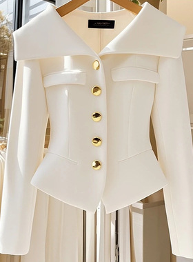 2025早春女装小香风白色收腰外套独特超好看高端欧货职业正装上衣