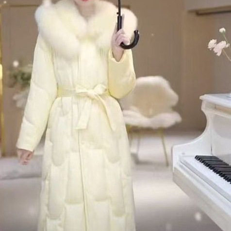 时尚双层毛领长款加厚保暖2025冬季新款修身,女装/女士精品,时尚抓绒裤,淘宝优惠券,粉丝福利购,淘宝优惠卷