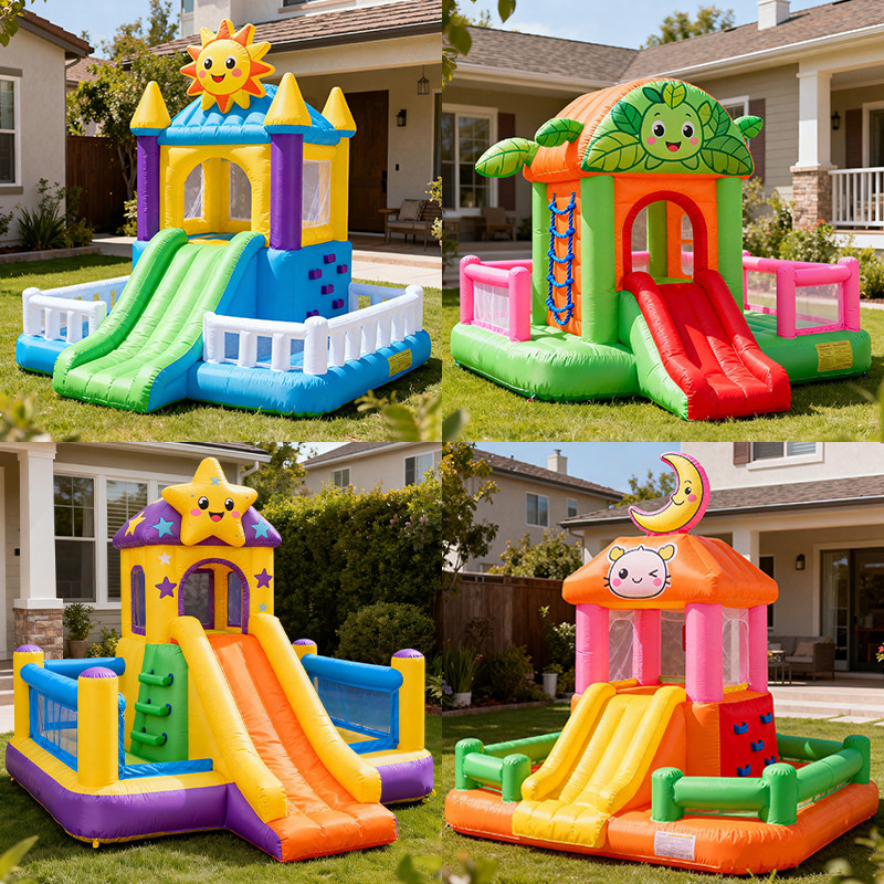 儿童充气城堡滑梯蹦床户外室内玩具多款造型可选家庭游乐设施