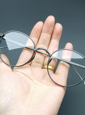 本万年龟纯钛眼镜框女手工椭圆形复古超轻高度数近视架男kmn101