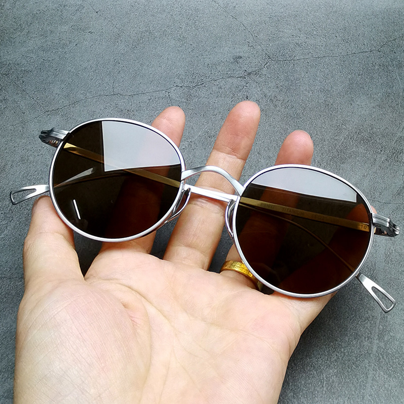 本万年龟纯钛墨镜男士复古偏光茶色太阳镜女椭圆形配近视开车驾驶