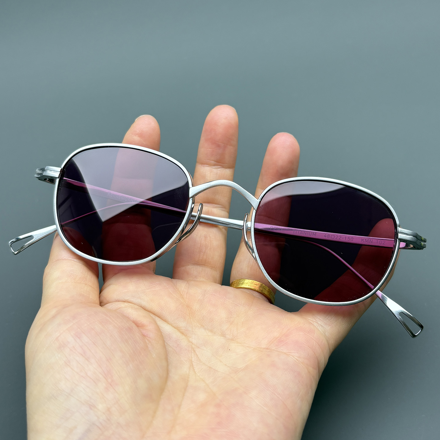 日式本万年龟纯钛墨镜男款超轻可配高度数紫色片偏光太阳镜女小脸