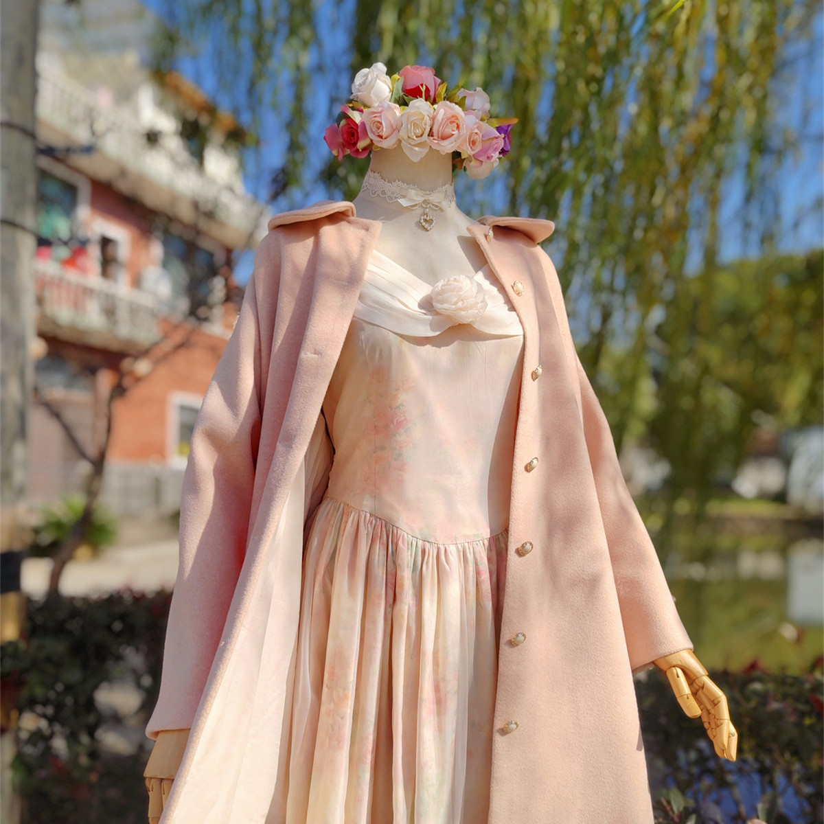 兔子大人｜手作服 加厚羊毛呢可拆卸斗篷小个子大衣外套有内衬