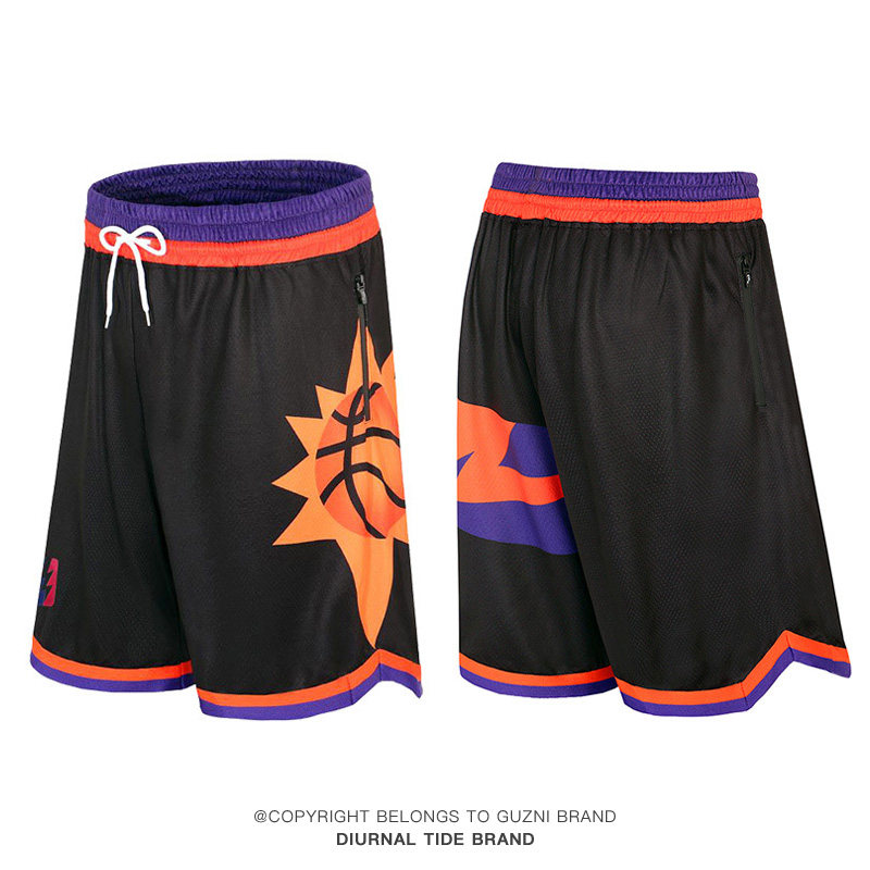 美式复古篮球短裤男太阳队保罗夏季训练运动裤街头不过膝宽松球裤