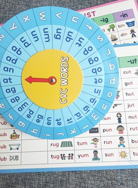 小学英语自然拼读学习CVC转盘拼单词游戏卡片儿童早教启蒙玩教具