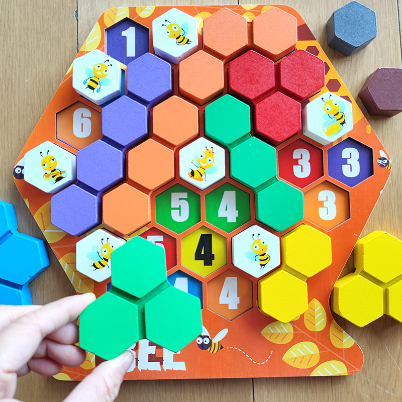 幼儿童构建蜂巢拼图游戏锻炼空间逻辑思维积木专注力训练益智玩具