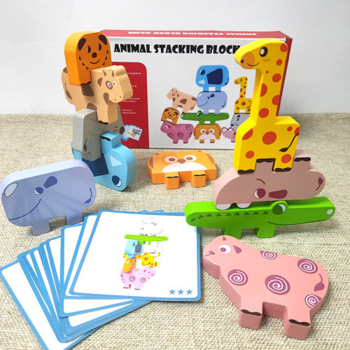 木质动物叠叠乐儿童益智桌游玩具