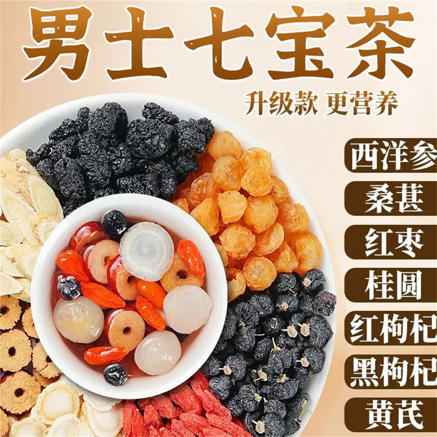 谯极本草西洋参黄芪桑葚枸杞桂圆
