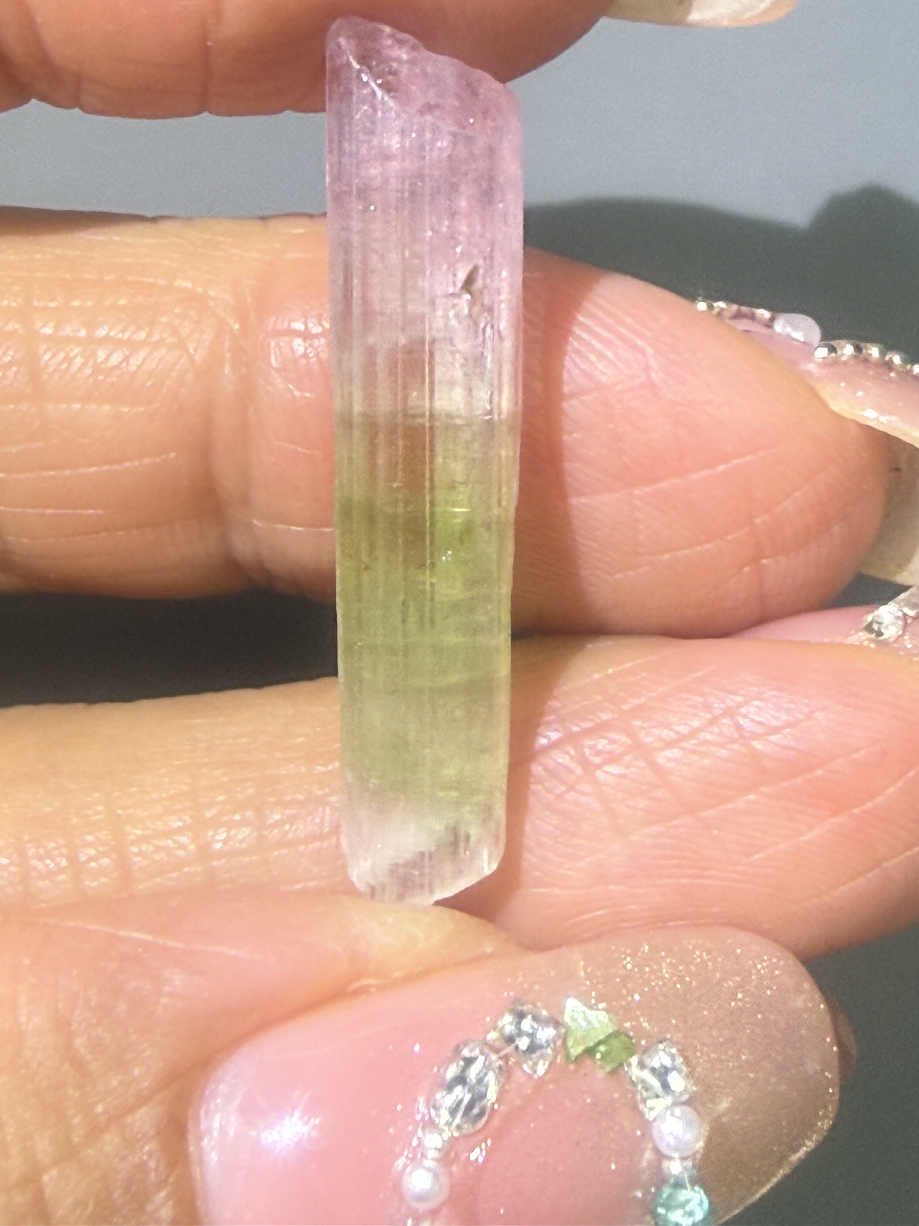 天然双色碧玺原矿石10.09克拉