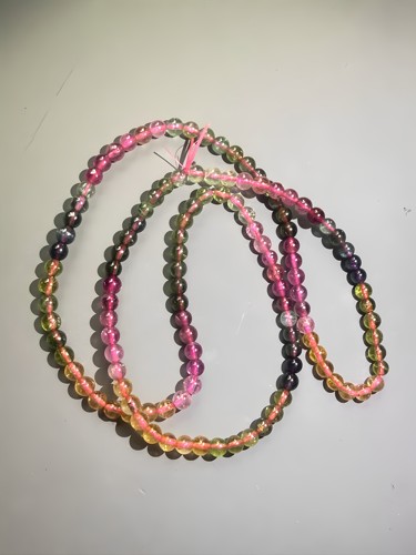 碧玺珠串圆5的19.43克干净通透色美价格实惠