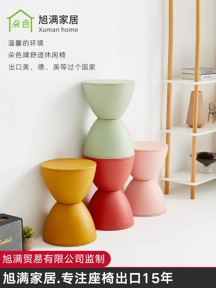 个性塑料凳子非洲鼓形加厚椅子儿童凳子浴室凳板凳餐凳圆凳ins风