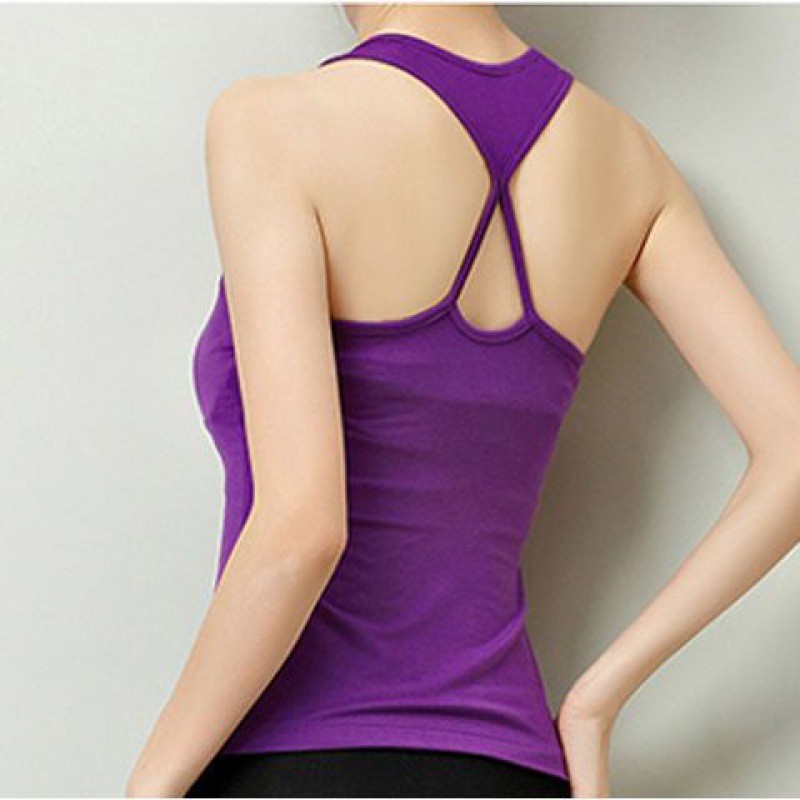 瑜伽背心女宽松大码带胸垫打底吊带衫美背显瘦喻咖莫代尔运动2024