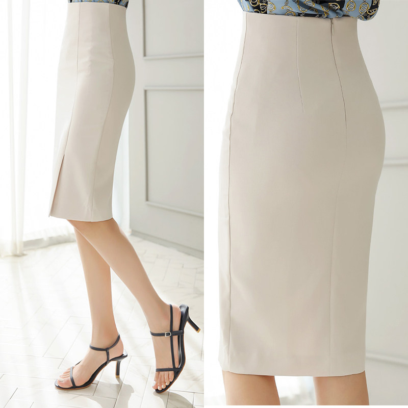 春秋高腰一步裙中裙职业半身裙中长款西装裙工装面试装开叉中裙女