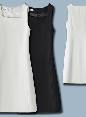 白色高端播音主持人职业装女新款西装连衣裙艺考演讲上镜气质礼服