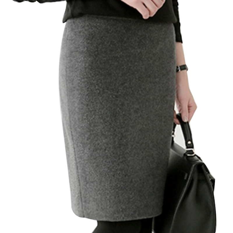 秋冬羊毛呢半身裙中裙高腰显瘦一步裙中款职业OL面试装纯色呢子裙