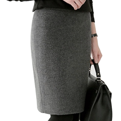 羊毛呢高腰显瘦中款面试装半身裙