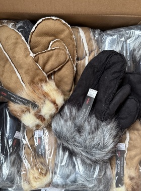 捡漏~折合RMB145+欧美单秋冬实用外贸出口人造羊羔毛厚实保暖手套