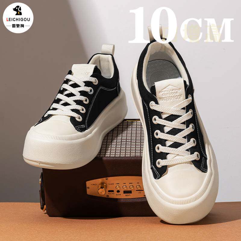 夏季薄款透气帆布鞋网红爆款厚底内增高男鞋10cm男士休闲百搭板鞋