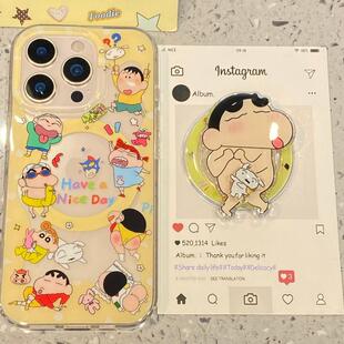 36可爱蜡笔小新A16卡通S20手机壳A22 56国际版 S21fe软54 Note20 磁吸支架适用三星S25ultra A71女款