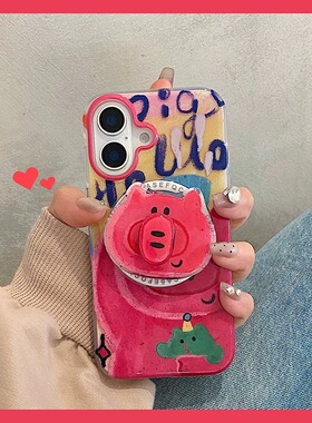 旋转磁吸支架适用oppoA3/reno10/4se手机壳findx7/5pro趣味可爱涂鸦小猪A56/32/57情侣女K11x/97/93s/8软套新