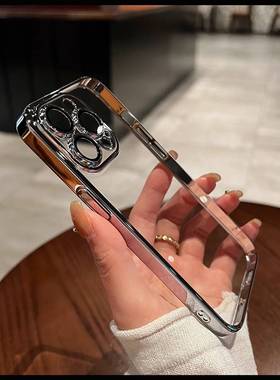 电镀边框简约高级感K10适用OPPO FINDX3/A92s手机壳15轻薄reno10银色R17/9pro+全包4SE/72/58x透明2Z男女A93S