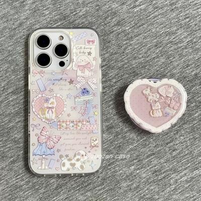 磁吸支架适用vivoX100/30/60/x70/y78手机壳X90治愈系蝴蝶结猫咪爱心y76s女S18e/X200/15PRO国际版Y33/mini软