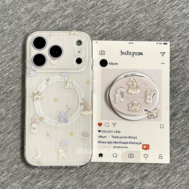 磁吸支架适用oppoA3/reno10/4se手机壳findx7/5pro韩风气球条纹动物简约A56/32/a57女K11x/97/93s软套8国际版