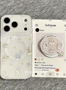 磁吸支架适用oppoA3/reno10/4se手机壳findx7/5pro韩风气球条纹动物简约A56/32/a57女K11x/97/93s软套8国际版