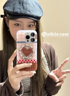 磁吸支架适用oppoA3/reno10/4se手机壳findx7/5pro粉格粉棕爱心折叠五角星A56/32/a57女K11x/97/93s软套8国际