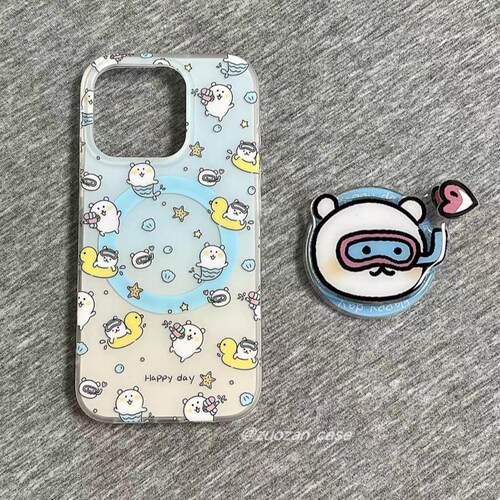 磁吸支架适用oppoA3/reno10/4se手机壳findx7/5pro渐变潜水员泳镜自嘲熊A56/32/a57女K11x/97/93s软套8国际版