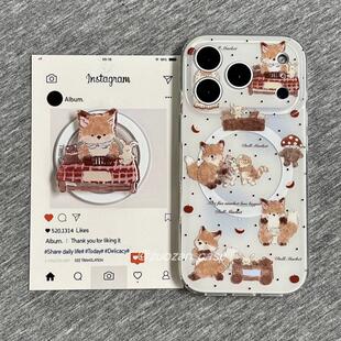 磁吸支架适用华为荣耀100女90华为magic6pro X20 30趣味可爱小熊狐狸波点40i 畅玩50plus软女 80GT手机壳70se