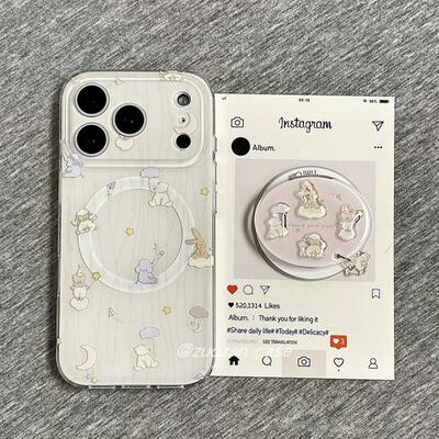 磁吸支架适用vivoX100/30/60/x70/y78手机壳X90韩风气球条纹动物简约y76s女S18e/X200/15PRO国际版Y33/mini软