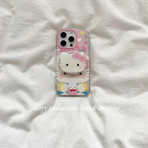 磁吸支架适用苹果16手机壳iPhone15女款13/12粉色玩偶兔子猫咪防摔11PROMAX全包边S/XR硅胶7/8软套14PLUS头像
