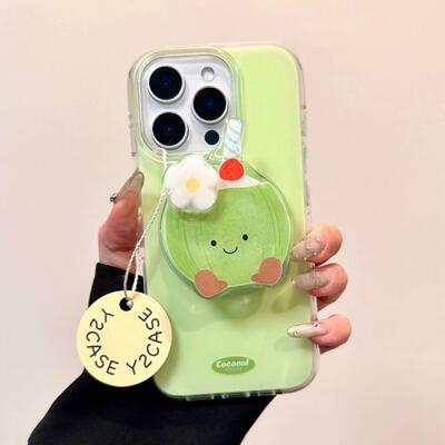 磁吸支架适用vivoX100/30/60/x70/y78手机壳X90小清新绿色椰子花表情y76s女S18e/X200/15PRO国际版Y33/mini软