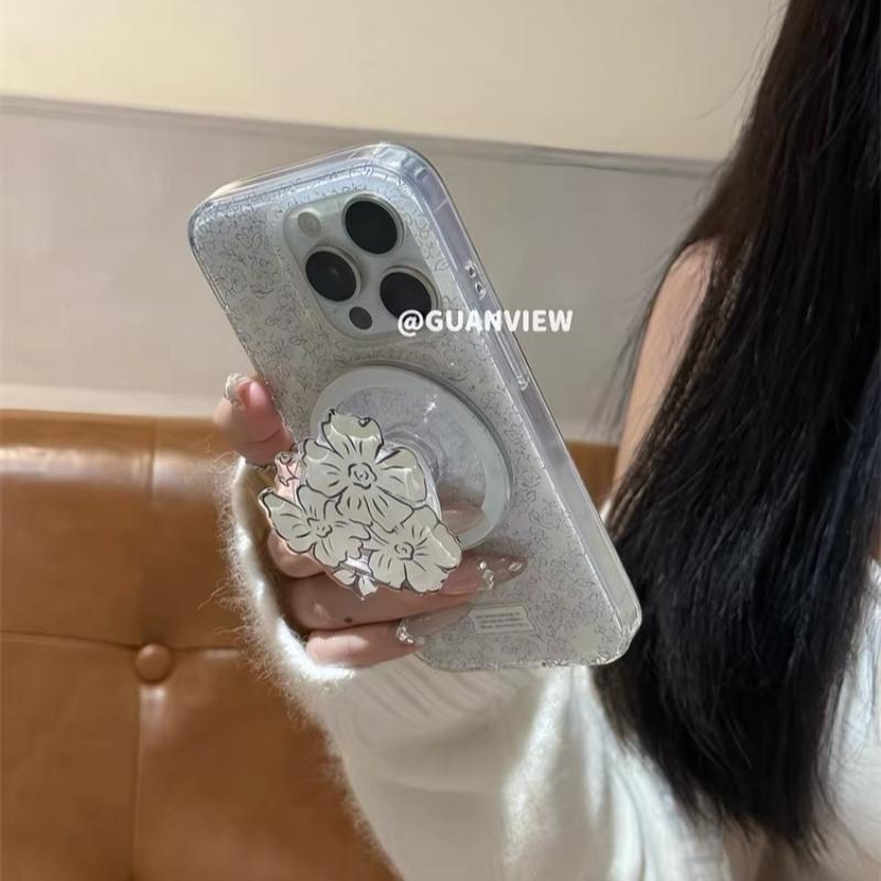 小众法式素描花朵气质适用华为nova12/U/9磁吸支架8SE硅胶MATE50/40e手机壳Pura70ultra软套防摔60畅享13女款