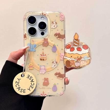 磁吸支架适用小米15/13U可爱jellycat蛋糕K80+手机壳红米Turbo3国际版k70/60/note12t/civi4pro软套poco女50e