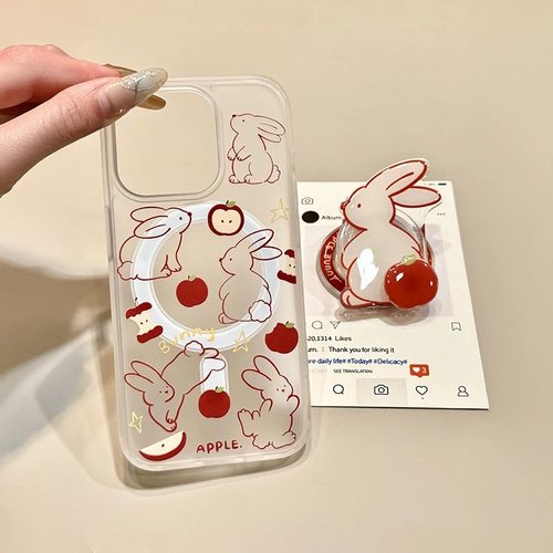 冰雾内置磁吸支架适用OnePlus一加13/ACE5手机壳1+NORDCE磨砂12硬壳8全包PRO线条苹果小兔子7t/V新品9RT女款6