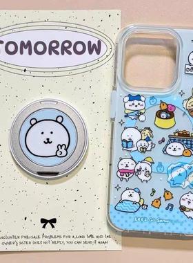 磁吸支架适用opporealmeGT5pro/neo9/6se手机壳V50/11/GT3女款8卡通寒冬发抖比耶小熊Q2/5i真我x7pro新23软z4